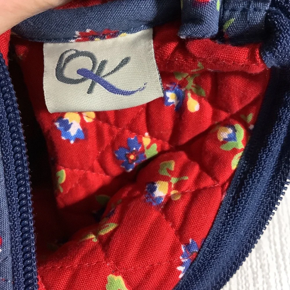 QK Quilted Blue Floral Shoulder Bag